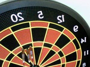 dart board with three triple-twentys